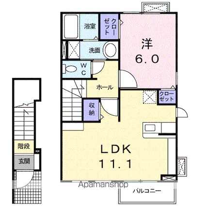 シャルマン櫻街[1LDK/46.09m2]の間取図