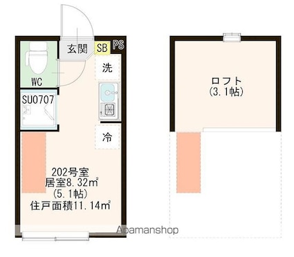 ハーモニーテラス上板橋Ⅱ[1R/11.14m2]の間取図