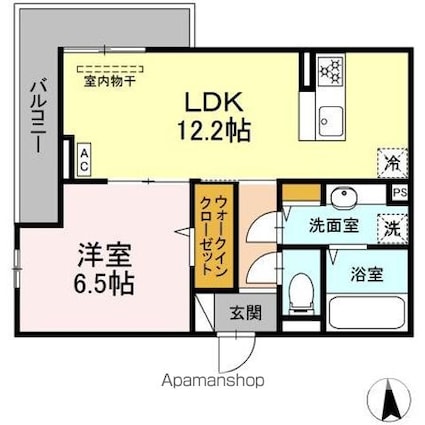ＣｏｕＲ１８高宮Ｅ[1LDK/45.87m2]の間取図