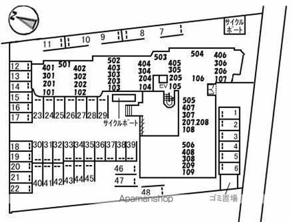 Ｃ．Ｃ．ＣＯＵＲＴ五日市駅前[2LDK/56.66m2]の配置図