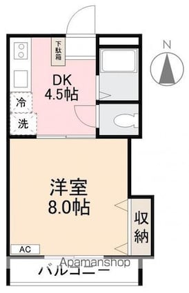 クレイドル木太Ⅱ　　[1DK/27m2]の間取図