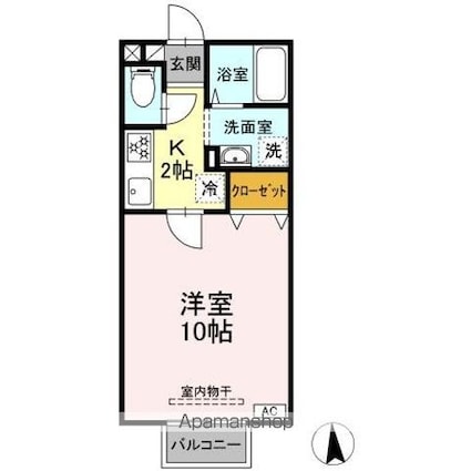 パセオ開成　Ｂ[1K/29.81m2]の間取図