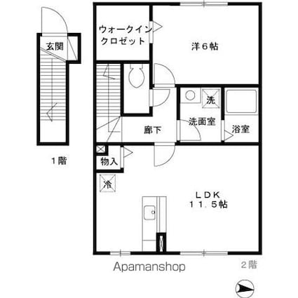 グランモア中央　Ｂ[1LDK/48.77m2]の間取図