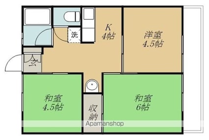 シティハイムグリーンユイＢ[3K/42m2]の間取図