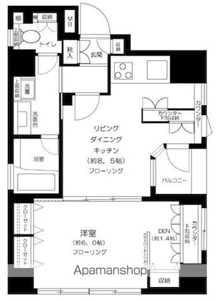ディ・レジデンセス銀座東[1SLDK/43.02m2]の間取図