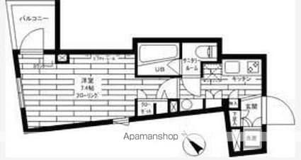 グランドコンシェルジュ用賀アジールコート[1K/24.58m2]の間取図