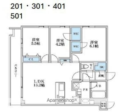 東京都杉並区宮前４丁目[3LDK/66.39m2]の間取図