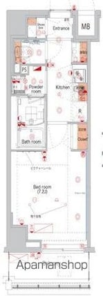 東京都江東区亀戸６丁目[1K/25.49m2]の間取図