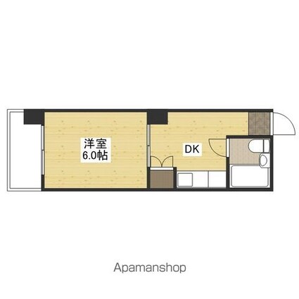 広島県広島市西区打越町[1DK/20.38m2]の間取図