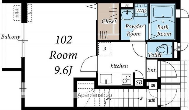 リブリ・砧[1K/29.92m2]の間取図