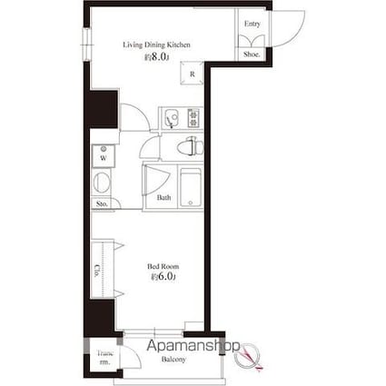 オリーブマンション荒川[1LDK/34.14m2]の間取図