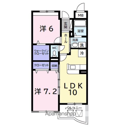 サンライズ宮前[2LDK/55.84m2]の間取図