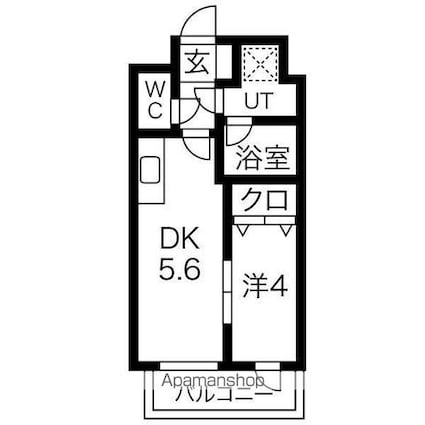 エルスタンザ子平町[1DK/26.64m2]の間取図