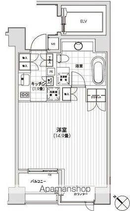 カスタリア銀座[1R/40.03m2]の間取図