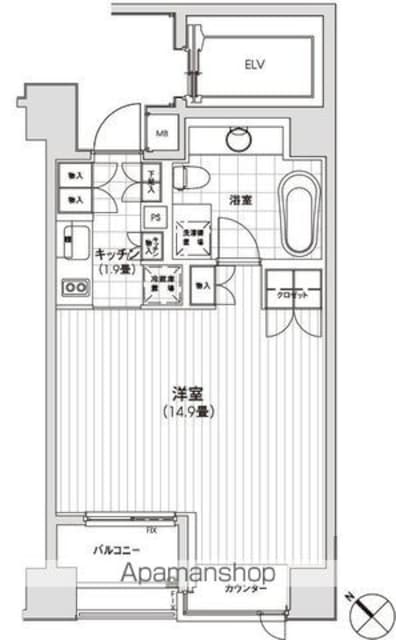 カスタリア銀座[1R/40.03m2]の間取図
