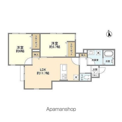 カゼッタスッド[2LDK/54.86m2]の間取図
