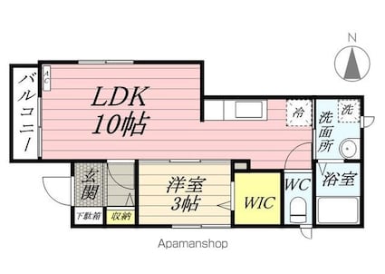 リヴェール玉川上水[1LDK/36.27m2]の間取図