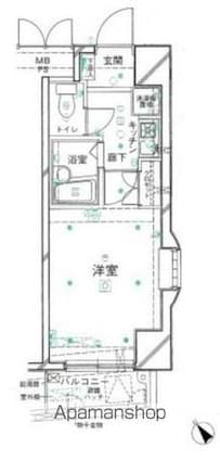 クレアシオン市ヶ谷西[1K/19.93m2]の間取図
