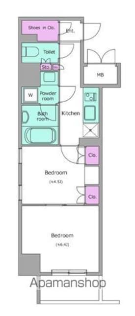 レジディア神田岩本町Ⅱ[2K/37.26m2]の間取図