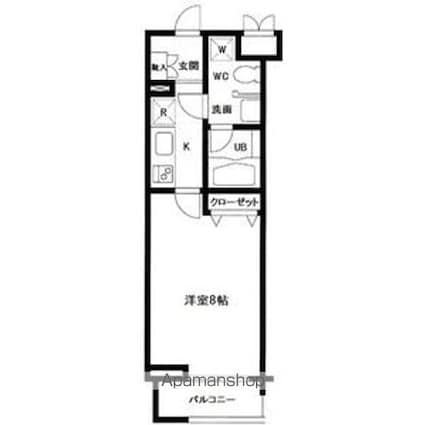 プライムアーバン中目黒[1K/26.58m2]の間取図