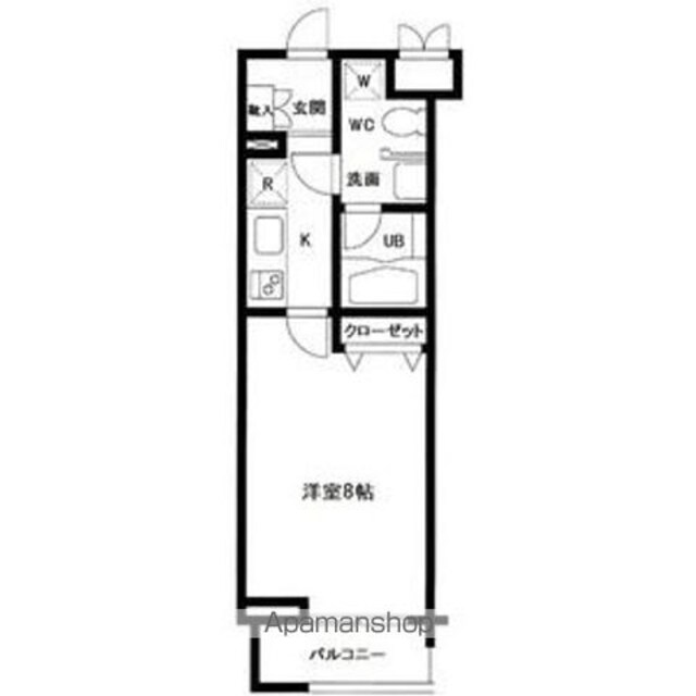 プライムアーバン中目黒[1K/26.58m2]の間取図