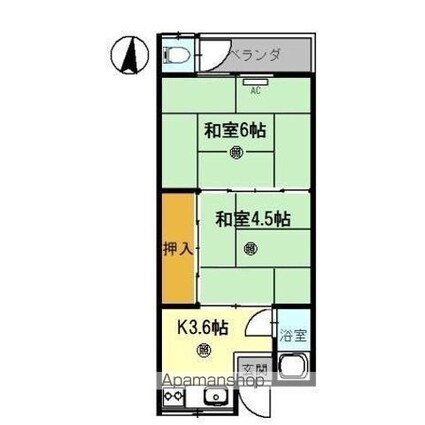 乙井マンション[2K/30.92m2]の間取図