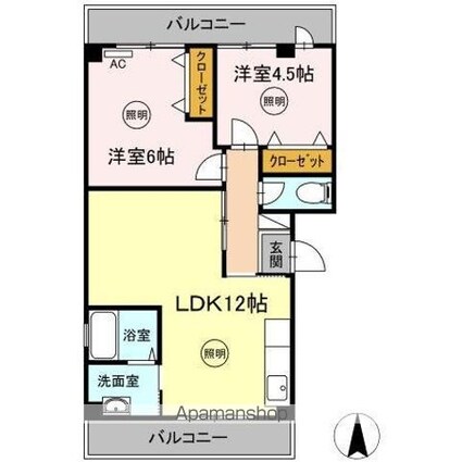 レジデンス水田駅前Ⅱ[2LDK/58.08m2]の間取図