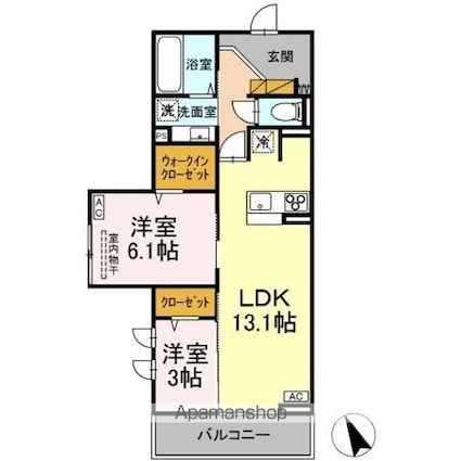Ｄ’ｓ　ＬＩＥＮ　（ディーズリアン）　Ｆ[2LDK/55.12m2]の間取図