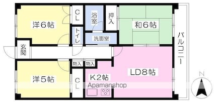 クリーンハイツ越智Ⅱ[3LDK/63m2]の間取図