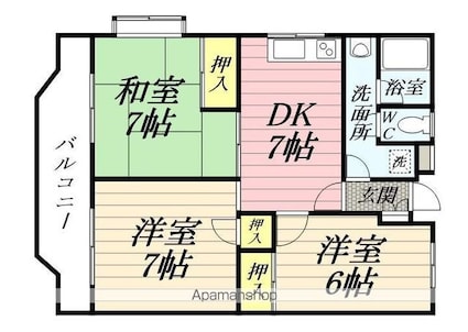 サンシャインヒル[3DK/58m2]の間取図