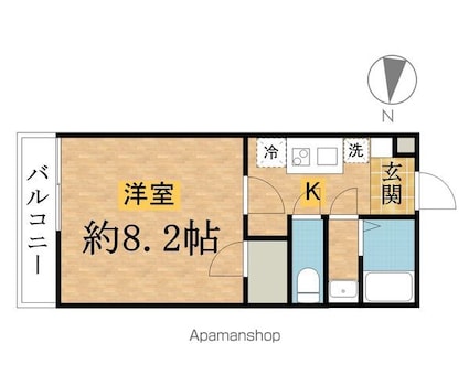 ＩＮＦＩＮＩＴＹ　ＫＯＹＡＳＵＭＡＣＨＩ[1K/25.38m2]の間取図
