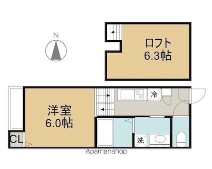 ＢＬＵＥ　ＧＡＲＤＥＮ[1K/21.16m2]の間取図