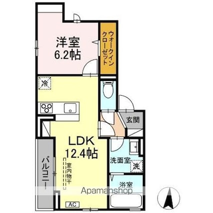 モンペリエ[1LDK/44.7m2]の間取図