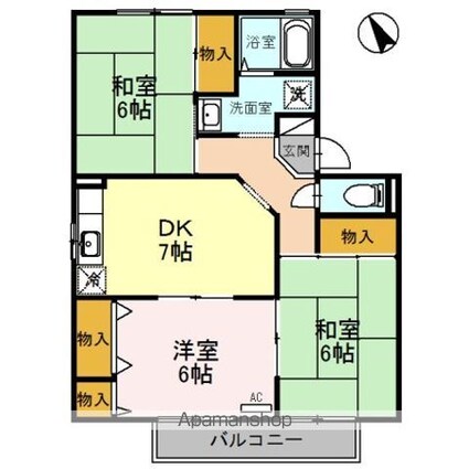 ゼフィール　Ｂ棟[3DK/60.44m2]の間取図