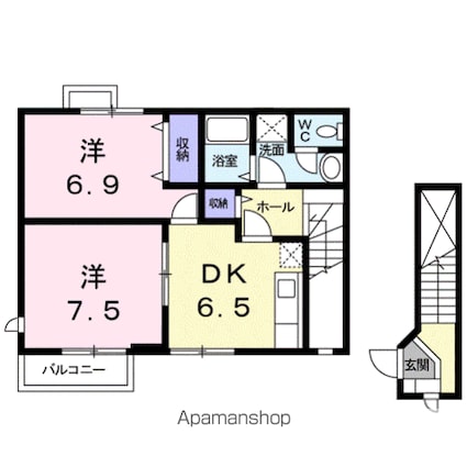ステイブルハウスＢ[2DK/53.83m2]の間取図