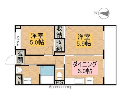 レジデンス・ジャパン３[2DK/45m2]の間取図