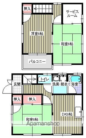 福塩線 横尾駅 徒歩10分 2階建 築27年の間取り写真