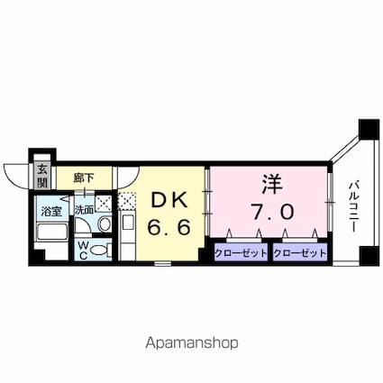 トラムアベニュー東砂[1DK/36.53m2]の間取図