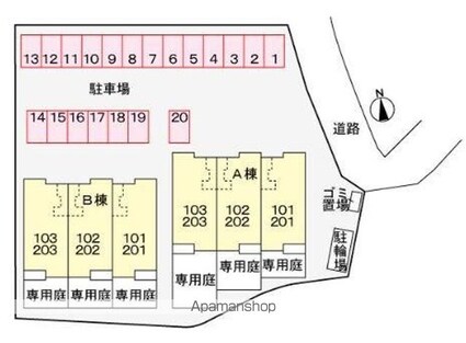 香川県高松市香西北町[2LDK/63.86m2]の配置図