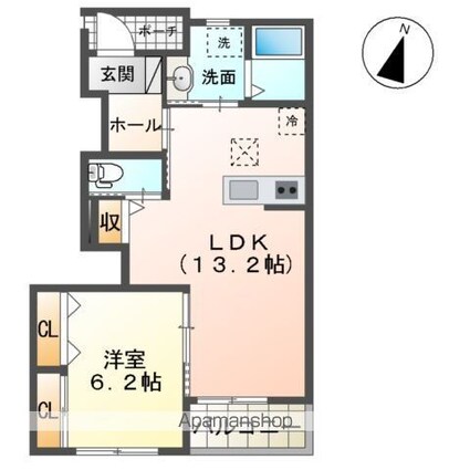 ヌーベルファミーユ[1LDK/45.63m2]の間取図