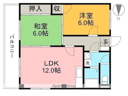 コーポ福島[2LDK/60m2]の間取図