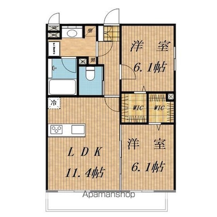クレア飯田[2LDK/58.02m2]の間取図
