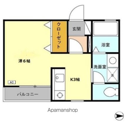 フルール[1R/26.8m2]の間取図