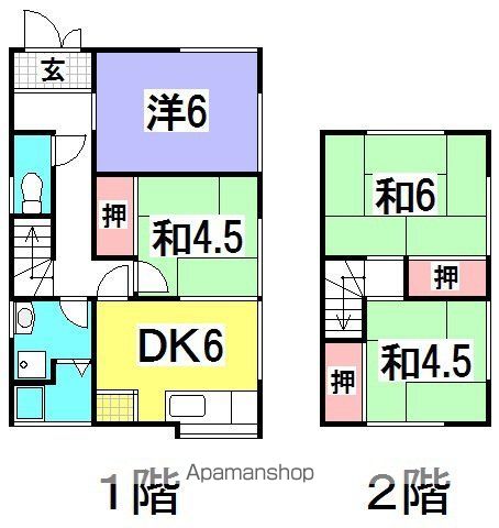 広島電鉄宮島線 井口駅 徒歩6分 2階建 築53年の間取り写真