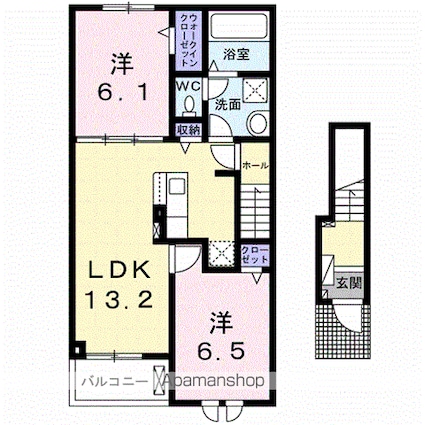 ラ・クラリエールＮ[2LDK/59.58m2]の間取図