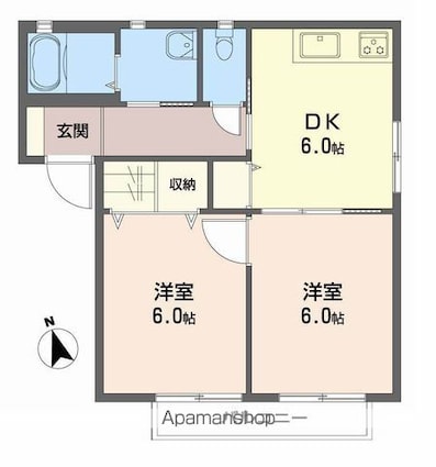シャーメゾン東垣生　Ａ棟[2DK/43.01m2]の間取図