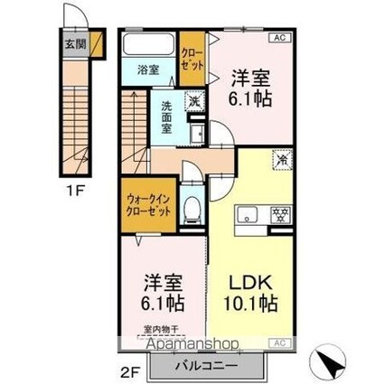 ビューテラス[2LDK/57.09m2]の間取図