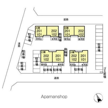 ベル・アジュール　Ｂ棟[1LDK/45.18m2]の配置図