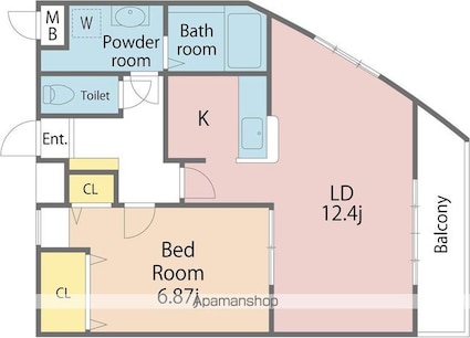 徳島県徳島市南佐古二番町[1LDK/52.06m2]の間取図
