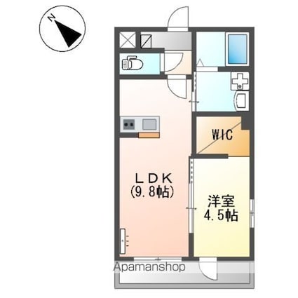 愛媛県今治市石井町２丁目[1LDK/35.7m2]の間取図